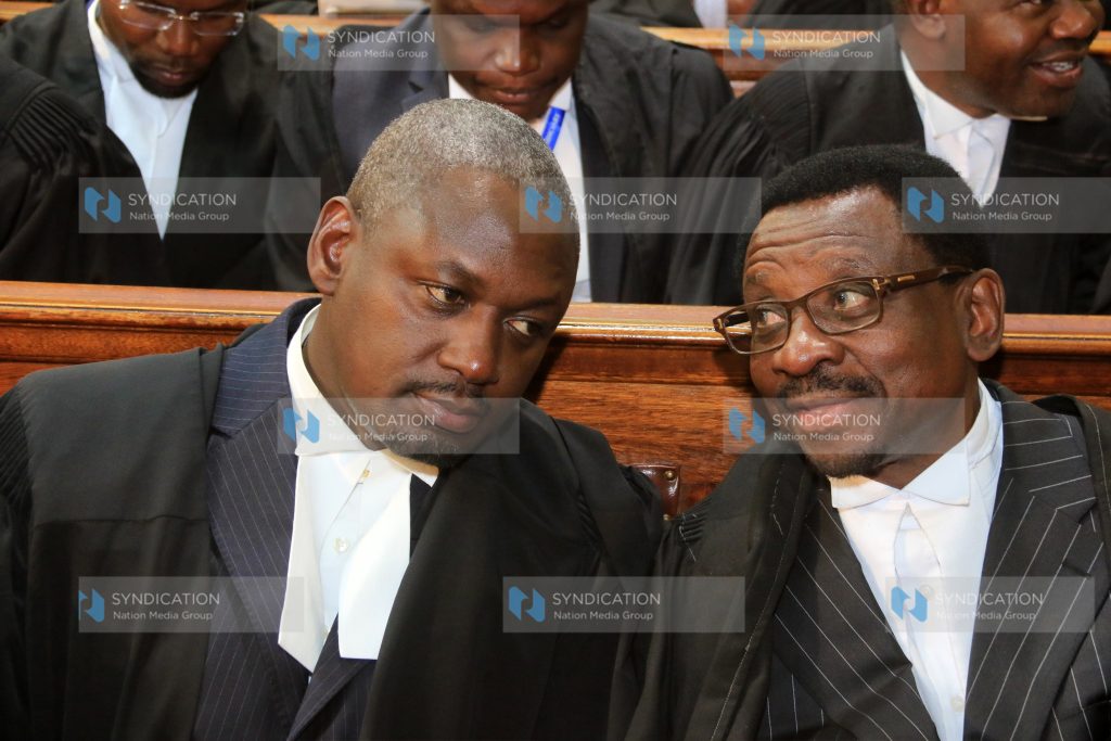 Senior Counsel James Orengo and Otiende Amollo at Supreme Court