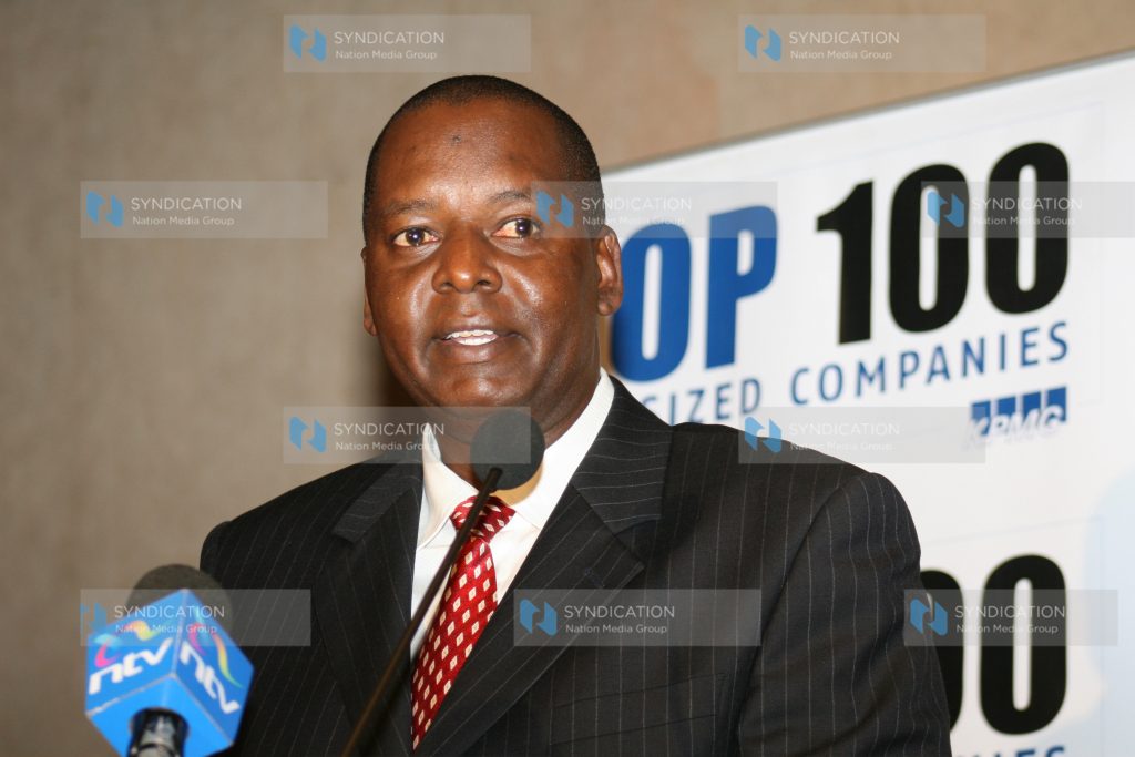 Hon. Amos Kimunya, Minister for Trade, makes a keynote address at the Kenya Top 100 Mid-Sized Companies Conference