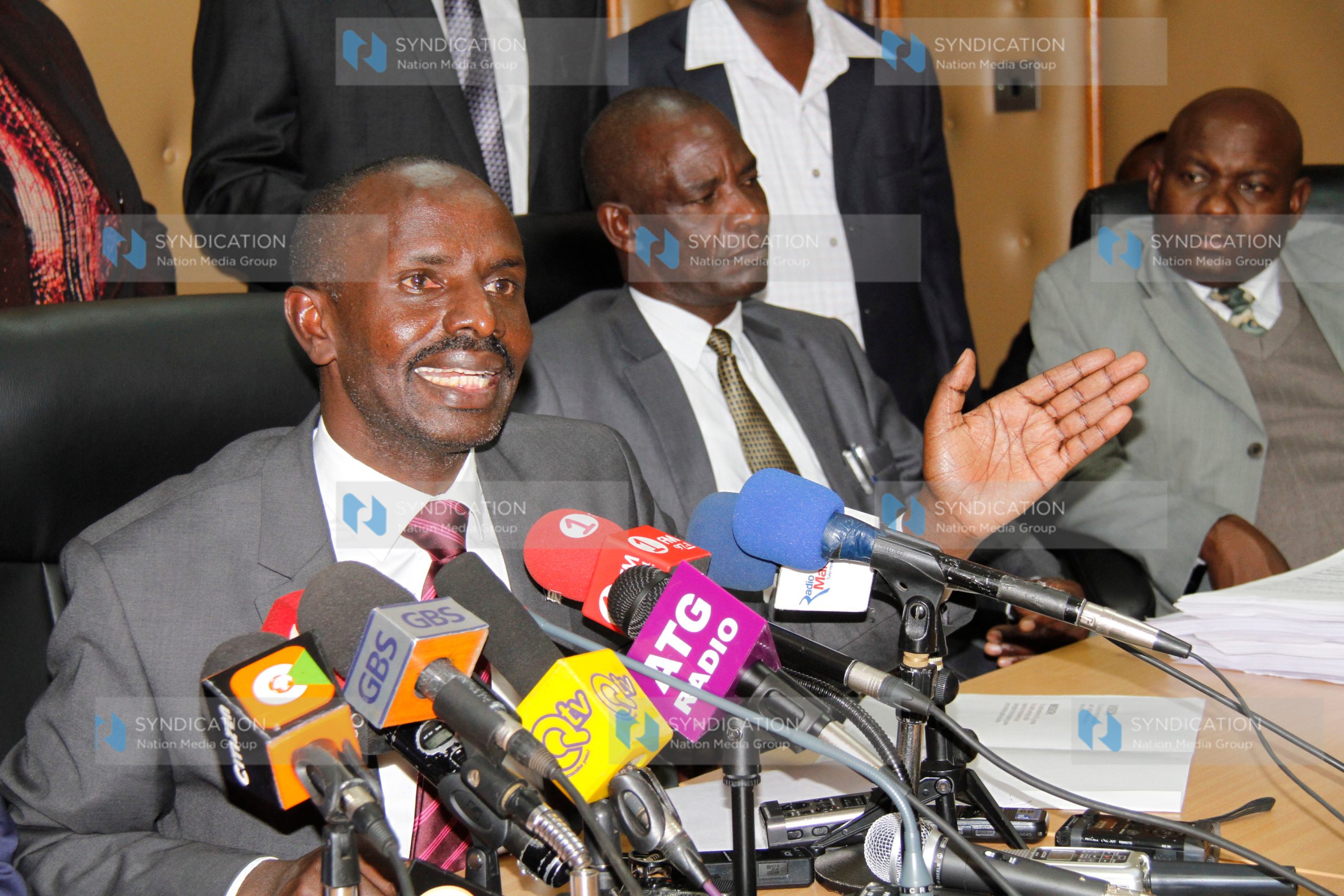 KNUT Secretary General Wilson Sossion and Deputy secretary General Charles Katege