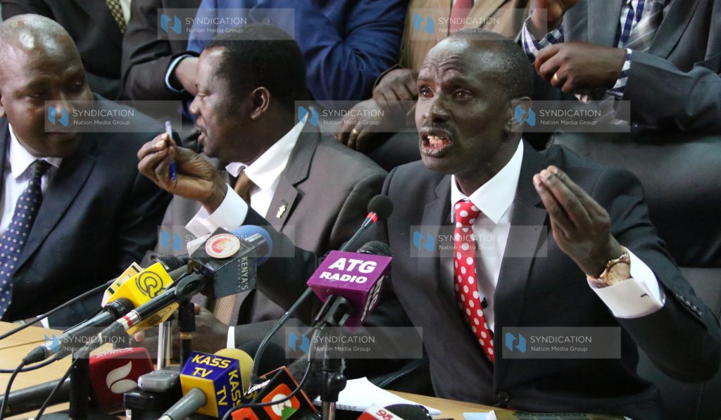 KNUT Secretary General Wilson Sossion and his national Chairman Mudzo Nzili
