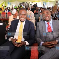 Kenya Kwanza alliance leaders Senators Johnson Sakaja and Cleophas Malala at Ngong Racecourse