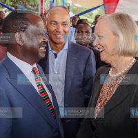 Azimio Party leader Raila Odinga engages with United States Ambassador to Kenya Meg Whitman