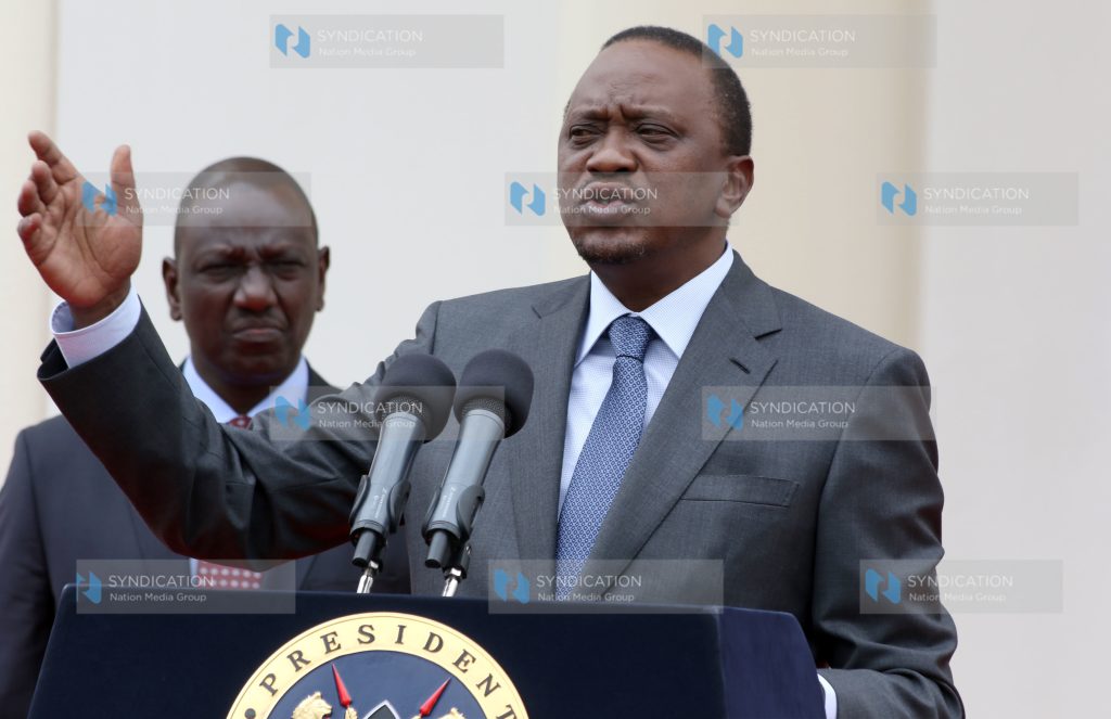 President Uhuru Kenyatta addresses the media at State house
