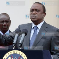 President Uhuru Kenyatta addresses the media at State house