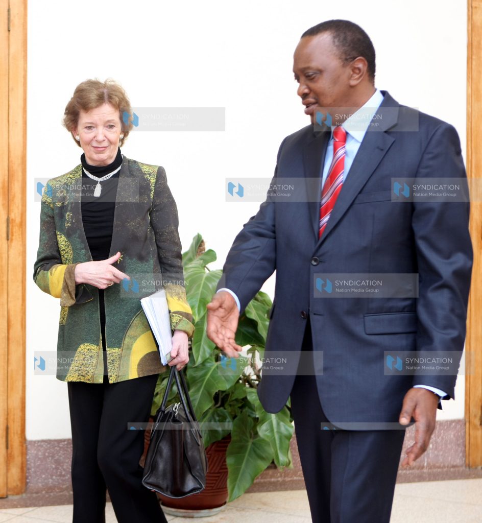 President Uhuru Kenyatta meets the United Nations Secretary-General’s Special Envoy to the Great Lakes Region, Mary Robinson