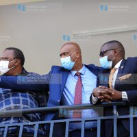 President Uhuru Kenyatta is shown inside a Level 2 hospital he launched by Nairobi Metropolitan Services Director General Mohamed Badi