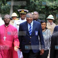 President Uhuru Kenyatta is received by Rt. Rev. David Kamau Ng'ang'a