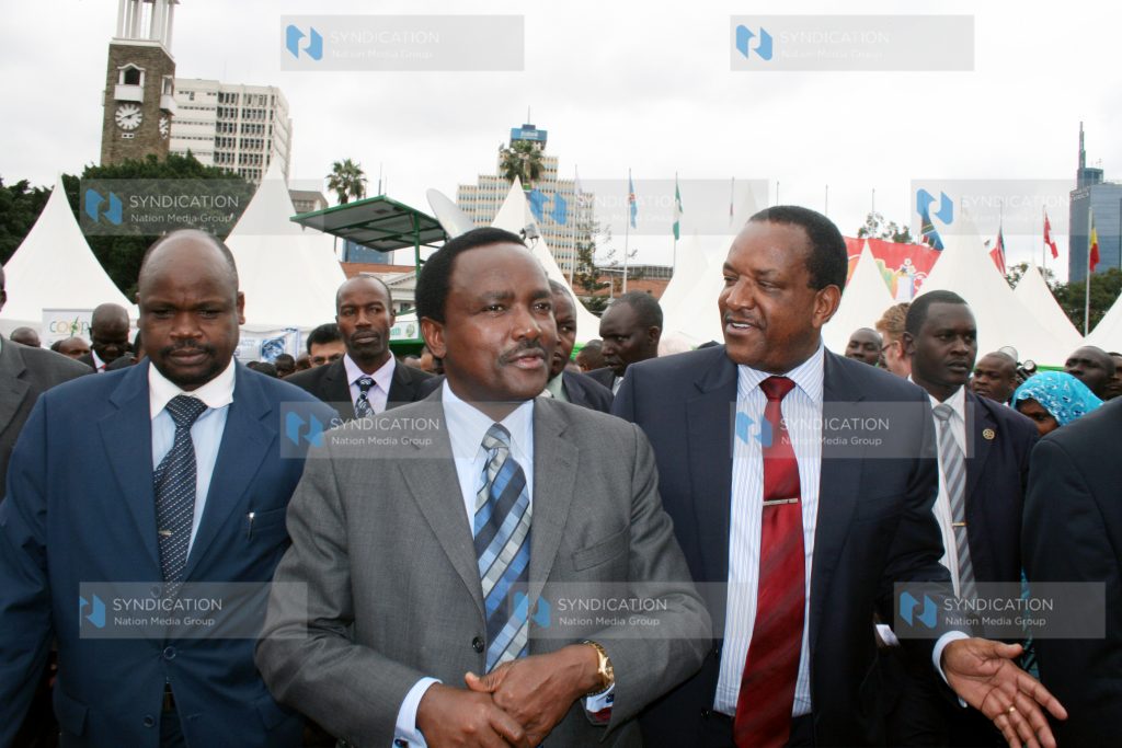 Vice President Kalonzo Musyoka with Joseph Nyagah Co-operative Development Minister and Marketing