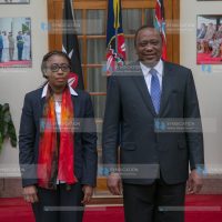 President Uhuru Kenyatta with Vera Songwe, Executive Secretary of United Nations ECA