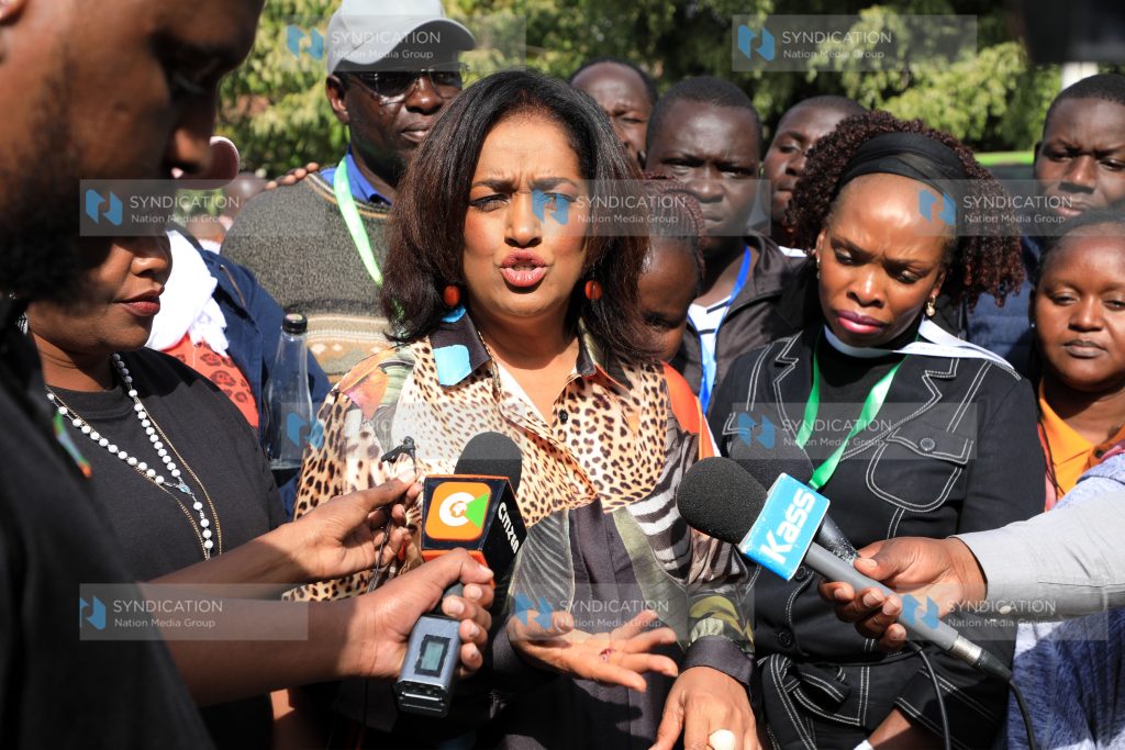 Nairobi Woman Rep Esther Passaris addressing the media
