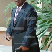 Amos Wako arrives at the Parliament Buildings