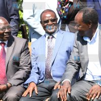 Council of Governors Committee Chairman on Water, Forestry and Mining Kiraitu Murungi, his Deputy Wilber Otichillo and Water CS Simon Chelugui