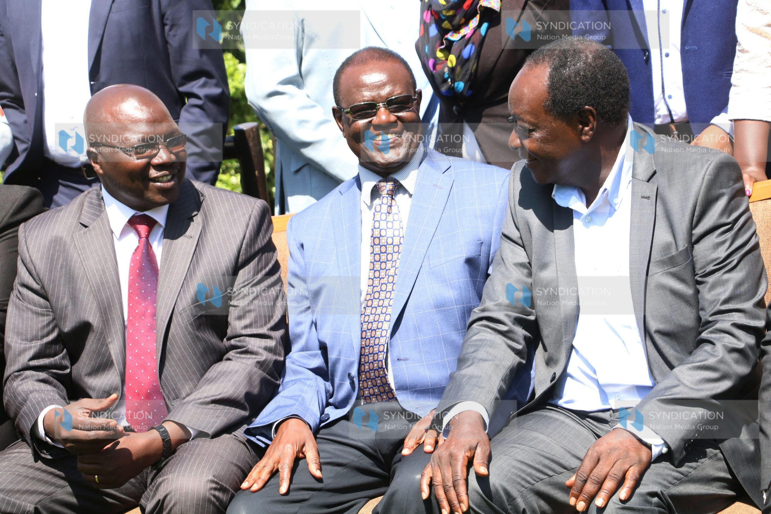 Council of Governors Committee Chairman on Water, Forestry and Mining Kiraitu Murungi, his Deputy Wilber Otichillo and Water CS Simon Chelugui