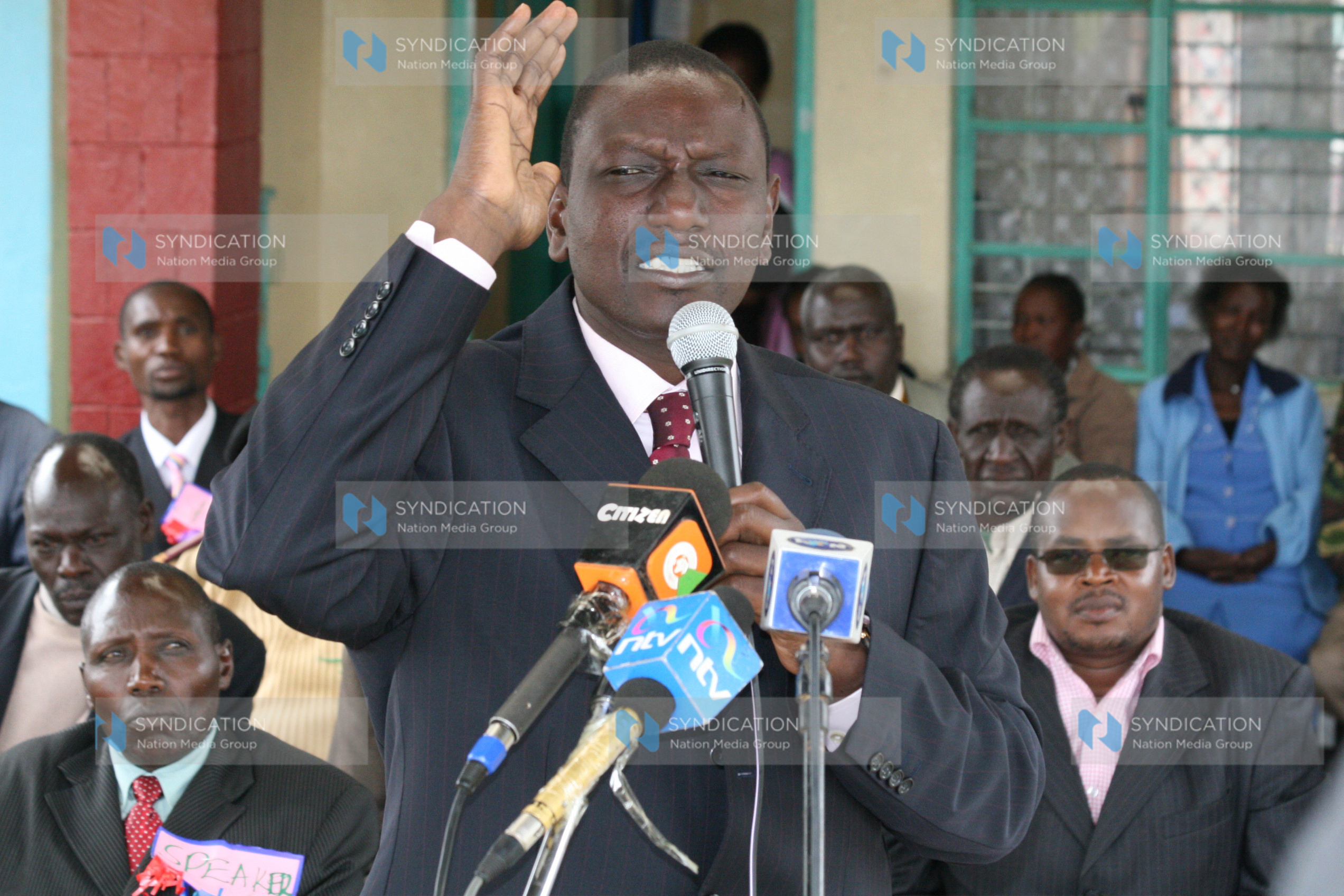 Agriculture Minister William Ruto accompanied by Keiyo South MP Jackson Kiptanui