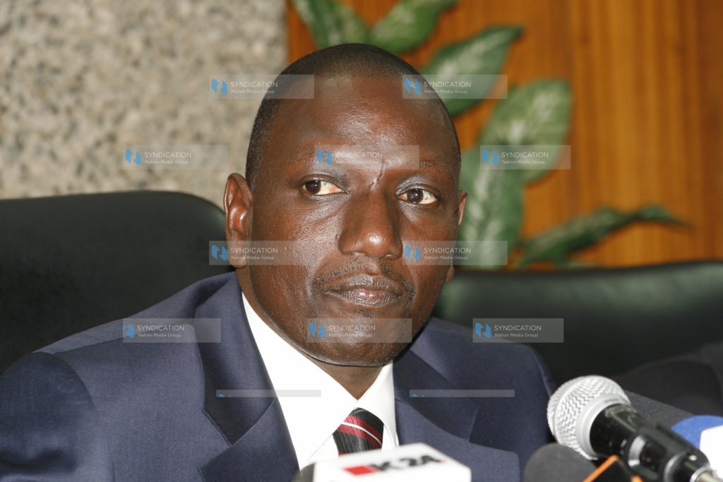 Former Agriculture Minister William Ruto address a press conference