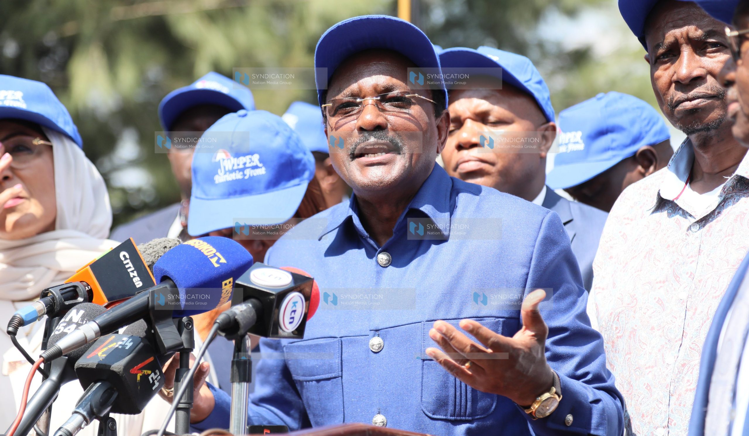 Wiper Patriotic Front Party leader Kalonzo Musyoka addressing journalists
