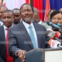 Wiper Party leader Kalonzo Musyoka (at the podium)