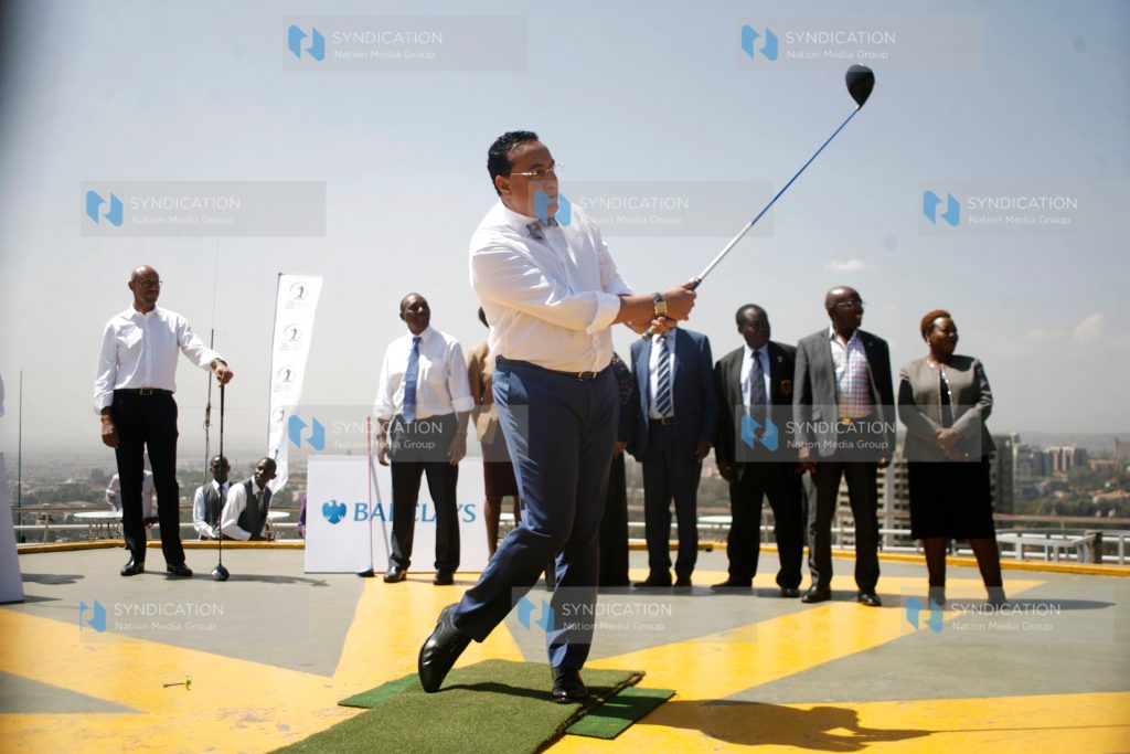 Cabinet Secretary Tourism Najib Balala tee off