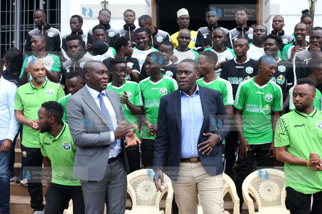 County of Nairobi Governor Johnson Sakaja with Nairobi United Football Club Chairman Born Maina