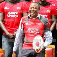 President Uhuru Kenyatta enjoys a light moment