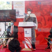 Cabinet Secretary for Sports, Heritage and Culture Amina Mohammed addressing athletes