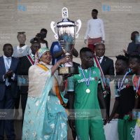 Sports and Culture Cabinet Secretary Amb Amina Mohammed handover Madaraka Day Trophy to Gor Mahia Captain Philemon Otieno