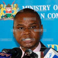 East African Community minister Amason Kingi address the media