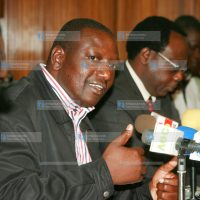 Agriculture Minister William Ruto (left) address journalists in his Kilimo Office