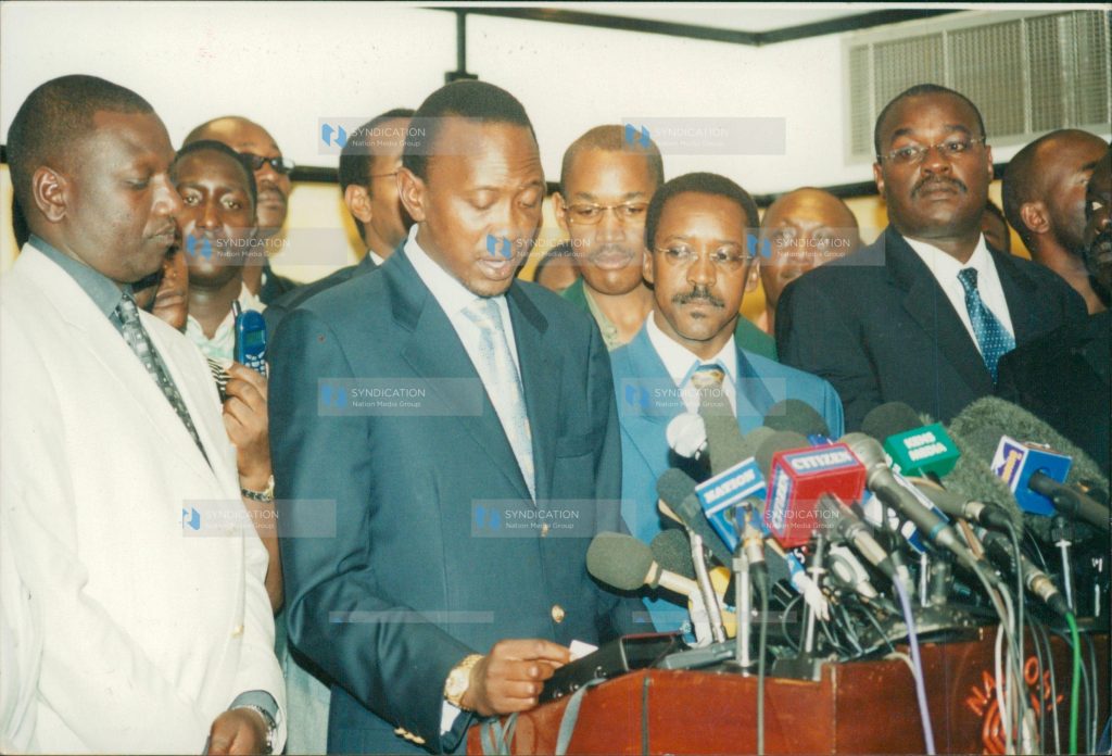 Uhuru Muigai Kenyatta (second left), The son of Kenya's first president is nominated as a Member of Parliament