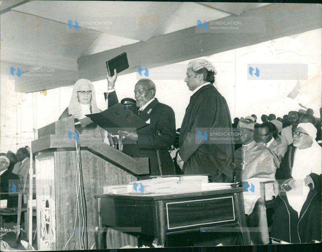 President Jomo Kenyatta is installed as President and Commander-in-Chief of the Republic of Kenya for a third term