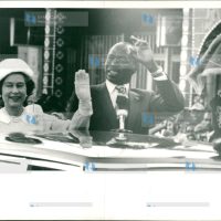 Queen Elizabeth (II) and the Duke of the Edinburgh jets into the country for a four-day State visit.