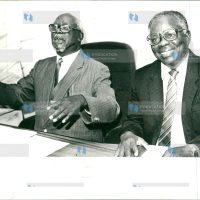Former Vice-President Jaramogi Oginga Odinga (Left) tries to register his political party