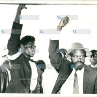 Kenya People’s Union (KPU) Deputy Leader Bildad Mwaganu Kaggia (right) is sentenced to 12 months imprisonment.