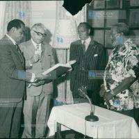 President Mzee Jomo Kenyatta swears in Mr. Justice Chunnilal Bhagwandas Madan (second left)