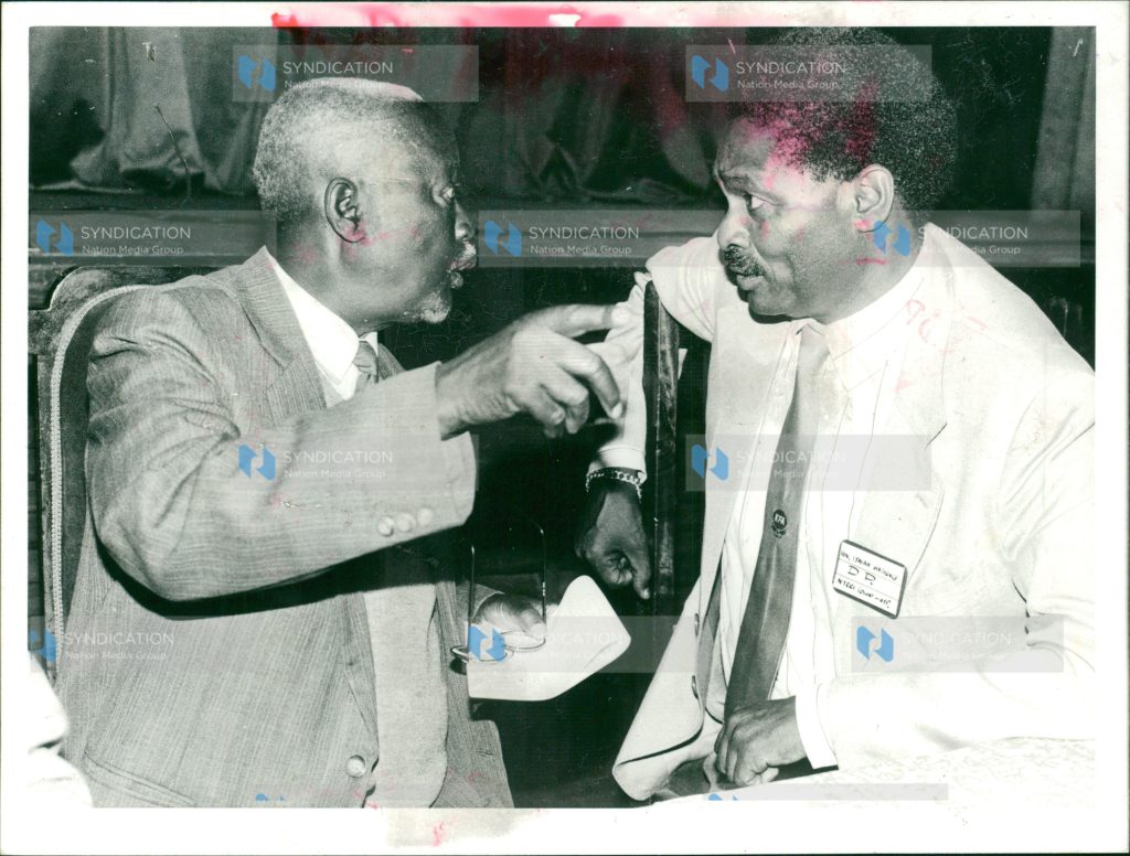 President Daniel Toroitich Arap Moi expels Jaramogi Oginga Odinga (left) from Kenya African National Union (Kanu)
