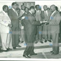 President Daniel Arap Moi receives the Kanu Review report