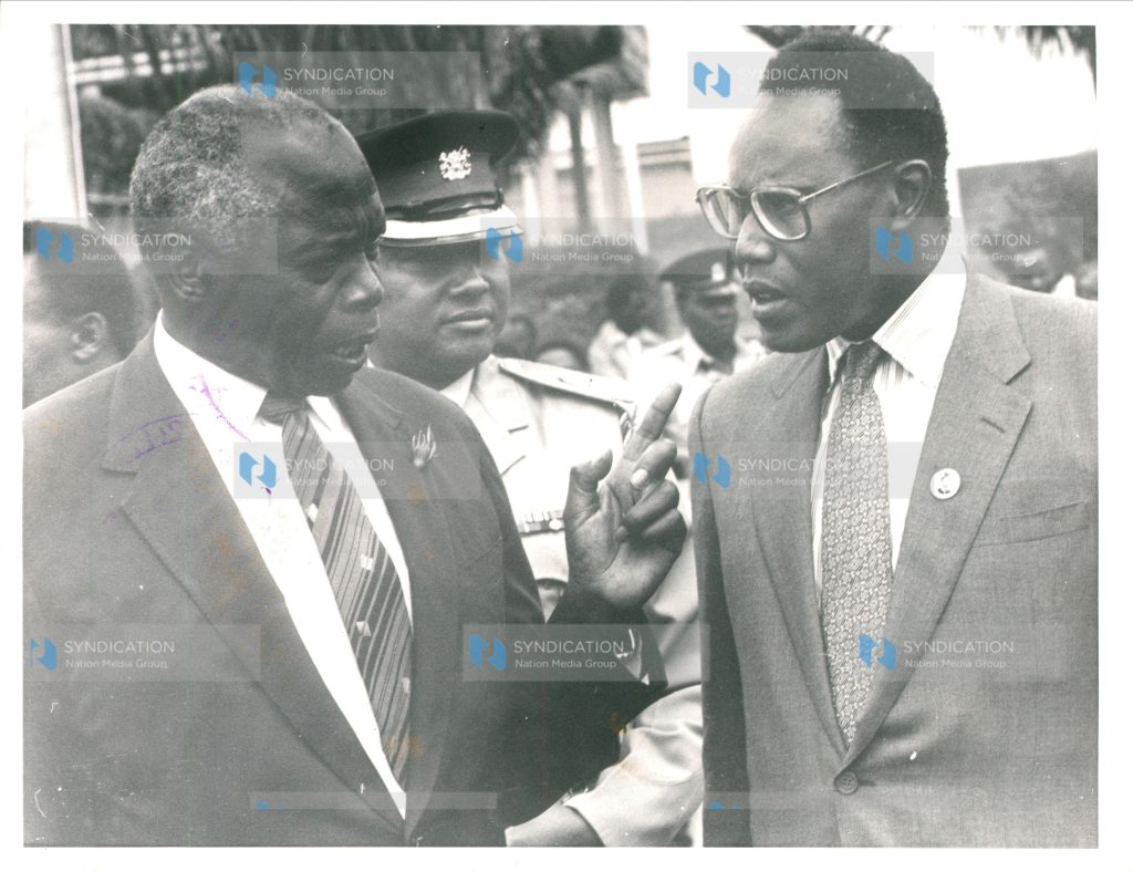 Vice-President George Saitoti (right) confirms in Parliament that he was a target for murder through poisoning