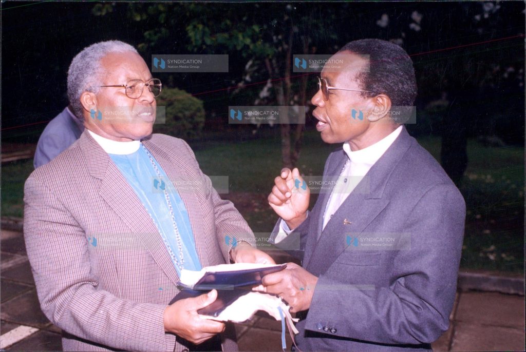 Dr. Jesse Macharia Kamau (left) is elected the new Moderator of the Presbyterian Church of East Africa