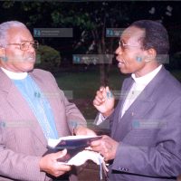 Dr. Jesse Macharia Kamau (left) is elected the new Moderator of the Presbyterian Church of East Africa