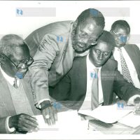 First National Vice-Chairman Paul Kibugi Muite (3rd from left) and two MPs resigns their party posts