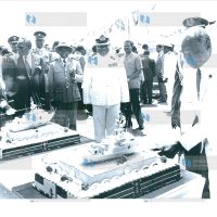 President Moi  speaks as he commissions two Navy ships at Mtongwe Mombasa