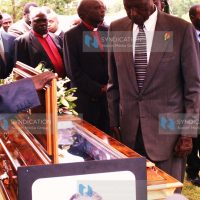 Former President Daniel Arap Moi pays his last respects to the late Reuben Kiplagat Chesire