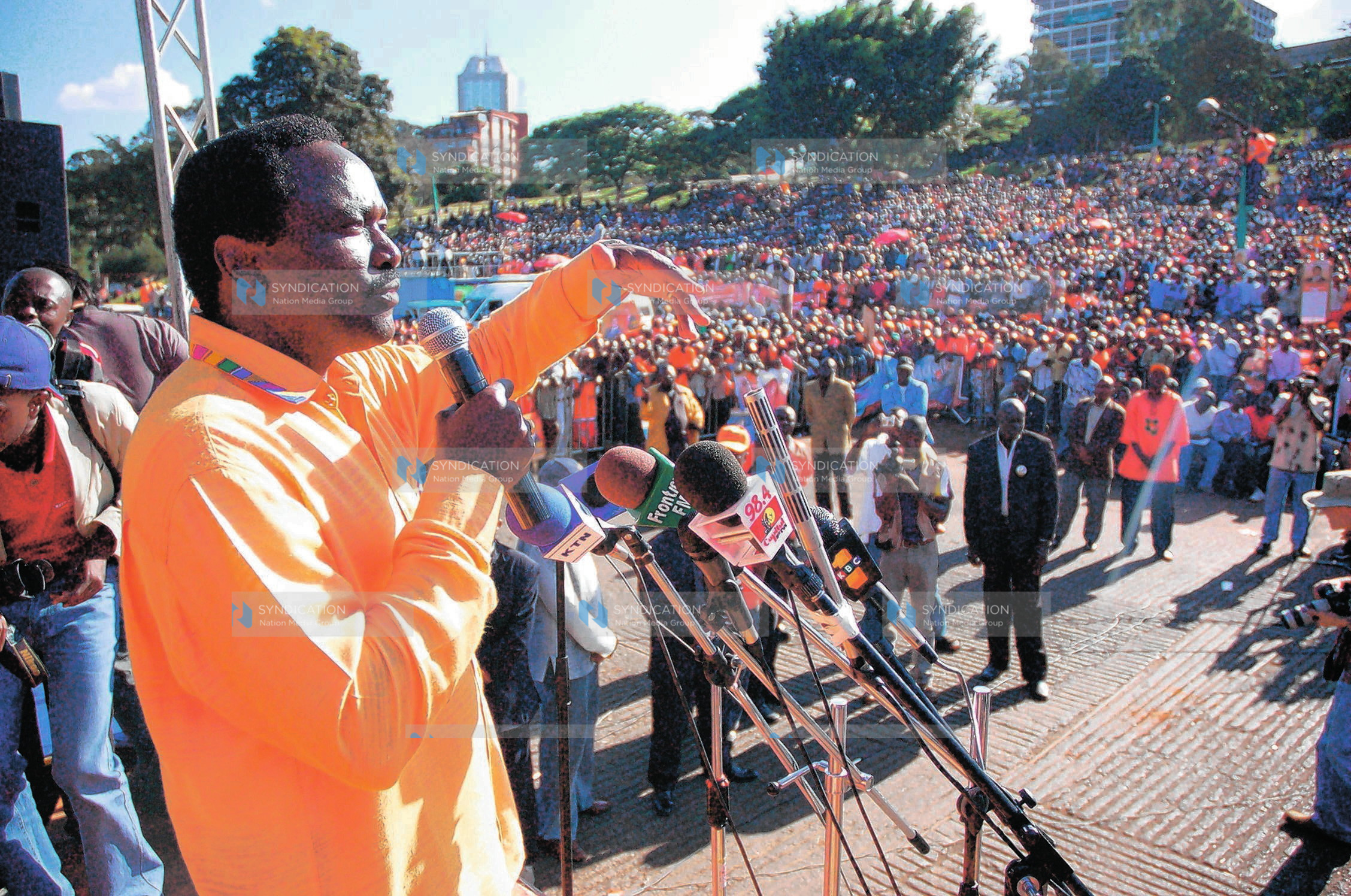 Kalonzo Musyoka, address his supporters