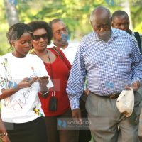 Former Constitutional Affairs Minister Charles Njonjo arrives at Wema Center