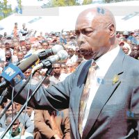 Retired President Daniel Arap Moi addresses mourners
