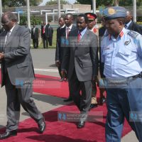 President Mwai Kibaki arrives at the Jomo Kenyatta International Airport