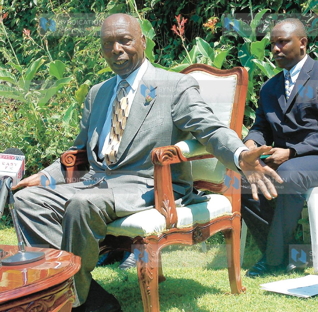 Former President Daniel Arap Moi addresses journalists