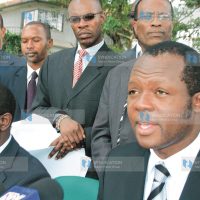 Minister for Foreign Affair Raphael Tuju the NARC KENYA interim Chairman with minister for Energy Kiraitu Murungi