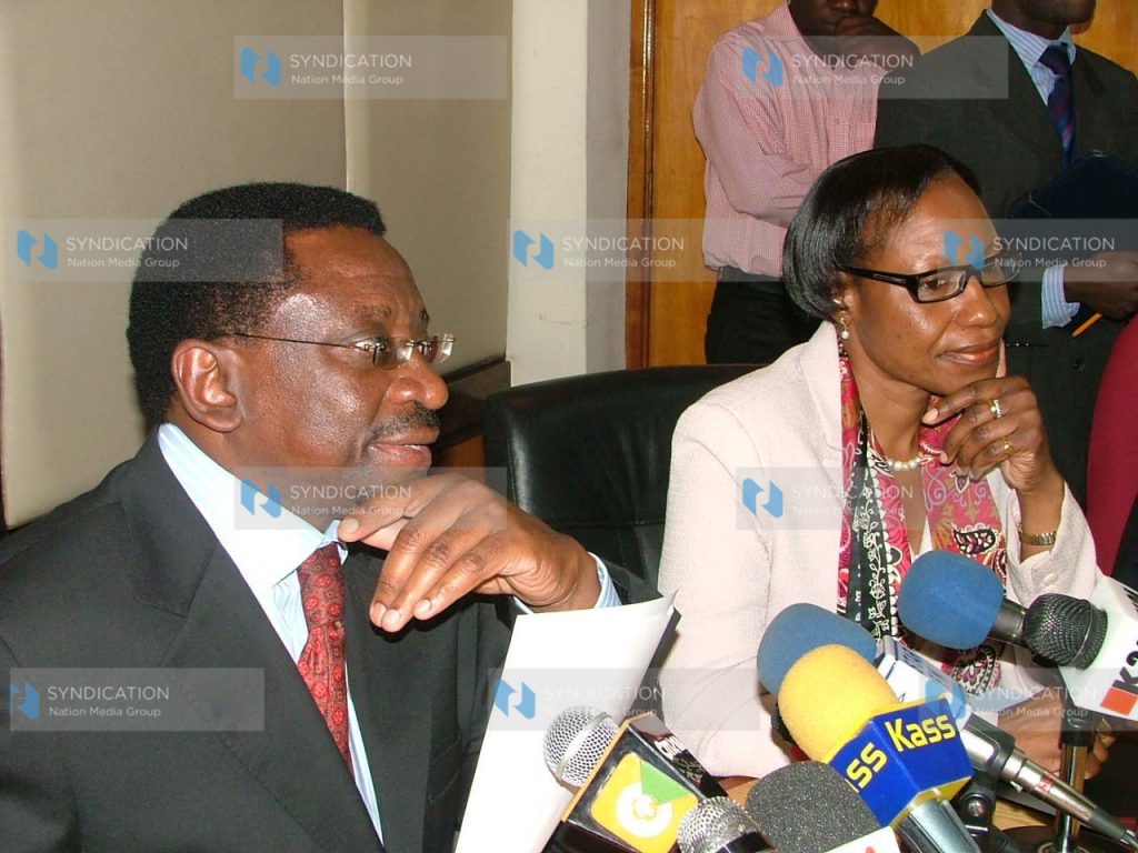 Lands Minister James Orengo and his permanent secretary Dorothy Angote