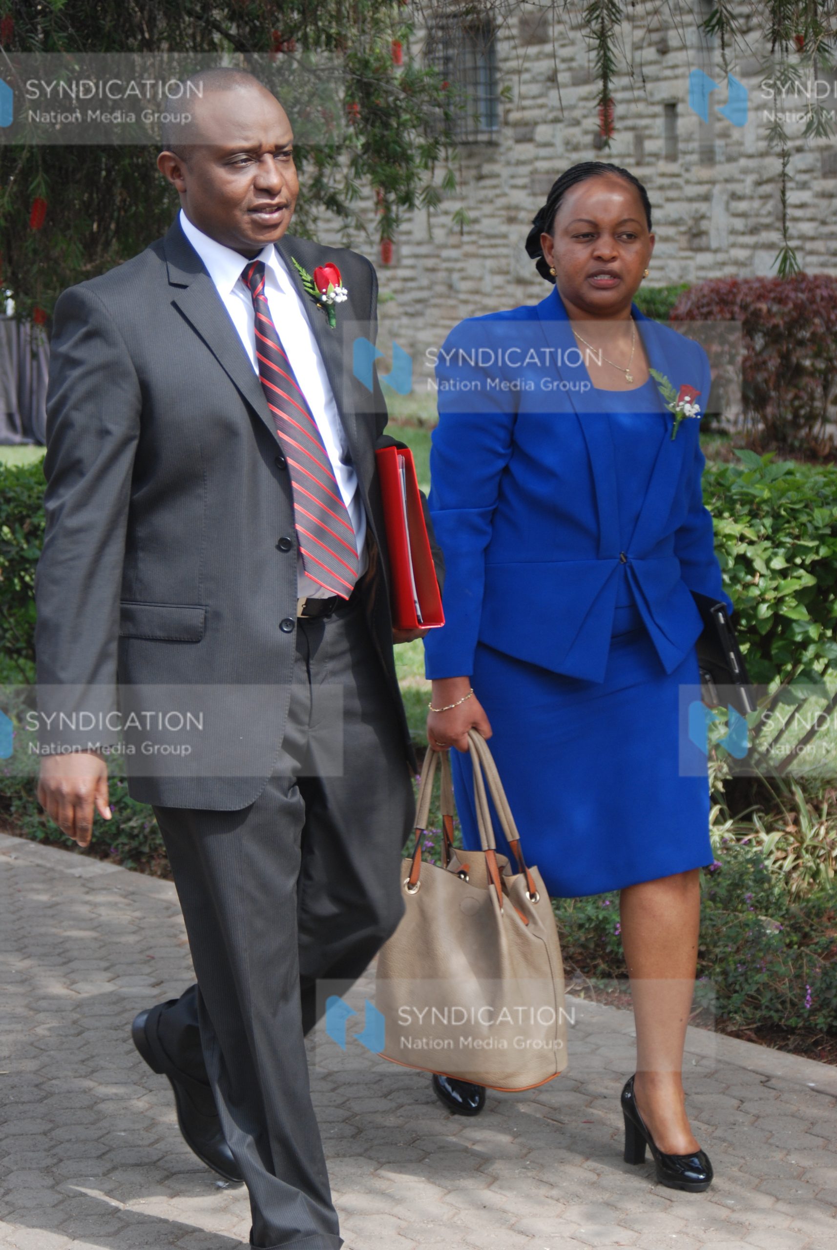 Treasury Cabinet Secretary Henry Rotich and Devolution and Planning Cabinet Secretary Anne Waiguru